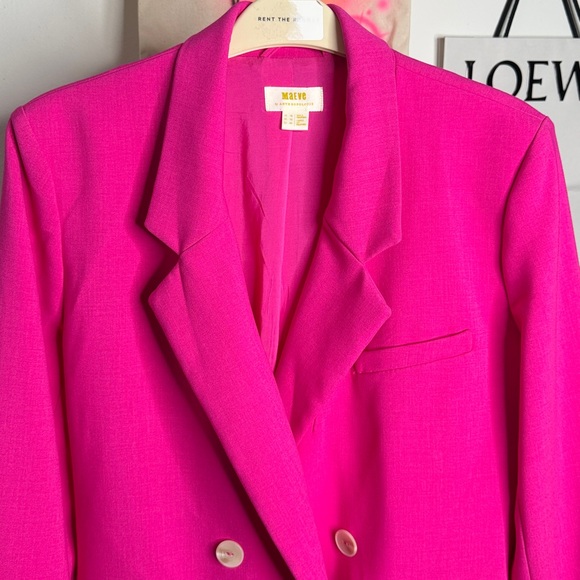 Maeve Anthropologie Double Breasted Boxy Blazer Pink - Picture 3 of 7